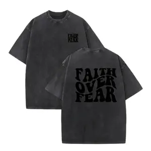“Faith Over Fear” Graphic Print Unisex Oversized T-Shirt | Cotton Short Sleeve Casual Loose Fit Top | Summer Streetwear Essential