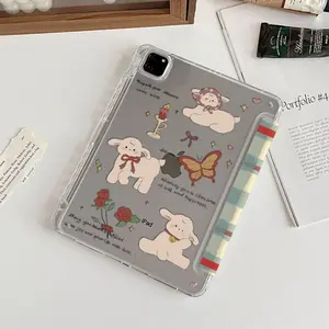 iPad Soft Cozy Lamb-Themed Case, Y-Fold Design with Pencil Slot, High-Clear Acrylic Material, Compatible with iPad 10th/11th Gen & More Models