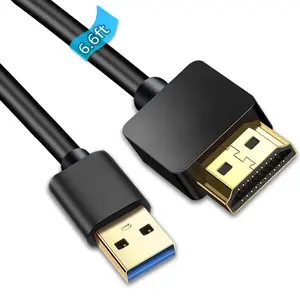 USB to HDMI Adapter Cable for Mac OS Windows 10/8/7/Vista/XP, USB 3.0 to HDMI Male HD 1080P Monitor Display Audio Video Converter Cord 6.6FT