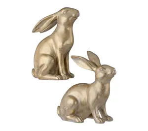 RC Home Decor-9 -10.5" Gold Bun ny Figurine Set - Elegant Easte