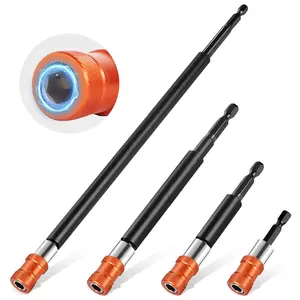 4 count  Drill Bit Extension Set 2-3/8", 4", 6", 12" with  Sleeve, 1/4 Inch Hex Shank Quick Release Extension Adapter  Locking Bit Holder Extender (ORANGE)