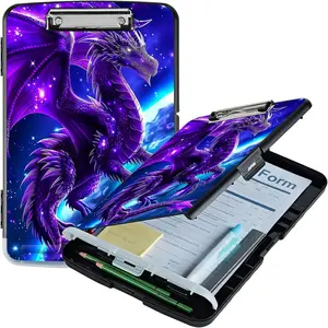 Dragon A4 Clipboard with Storage Pen Holder, Foldable Plastic Clipboard Organizer Nursing Folio File Folder for Office Students Classroom