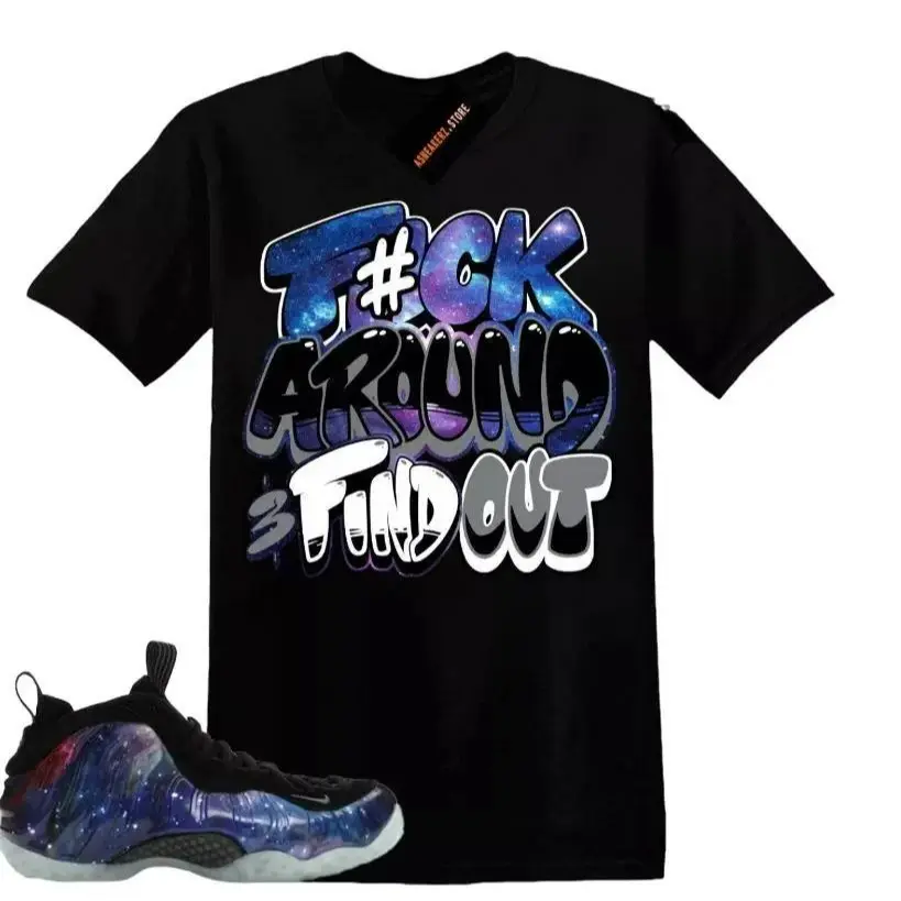 Galaxy Foamposite One 2025 Obsidian Black Anthracite T Shirt Match Fck, Foamposite One Galaxy Outfit, Graphic Tees, Womenswear Top T-Shirt