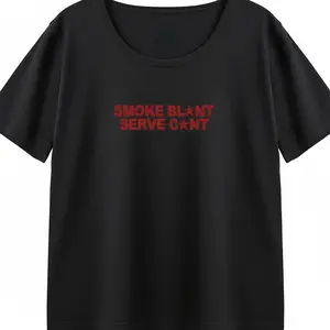 S-6XL "Serve C*nt" Smoke Blunt Slogan Tee | Edgy Red Text Graphic T-Shirt | Y2K Aesthetic Sassy Streetwear | Funny Gen Z Statement Top KT0400