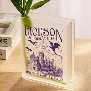 Xaden Riorson House Acrylic Book Vase, Basgiath War College Fantasy Vase, Fourth Wing Book Decor, Dragon Bookshelf Vase, Gifts For Book Lover | Court of Dreams Merch | Night Court Gift for SJM Lovers | Bookish Library Decor