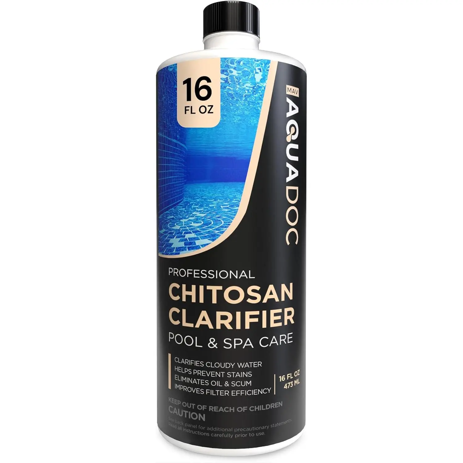 AquaDoc Chitosan Clarifier for Pools and Spas - 16 oz - Pool Clarifier for Inground and Above Ground Pools and Hot Tubs to Help Clear Cloudy Water and Support Filter Performance - Made in USA