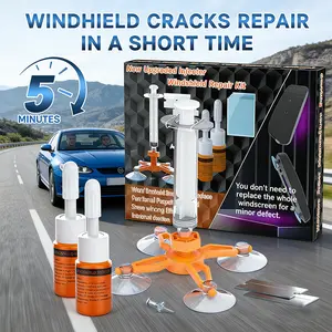Windshield Repair Kit, Windshield Crack Repair Kit with Suction Cup Curing Light, 2 Pcs Car Glass Repair Kit Quick Fix for Chips & Cracks, Windshield Chip Repair Kit, Automotive Nano Fluid