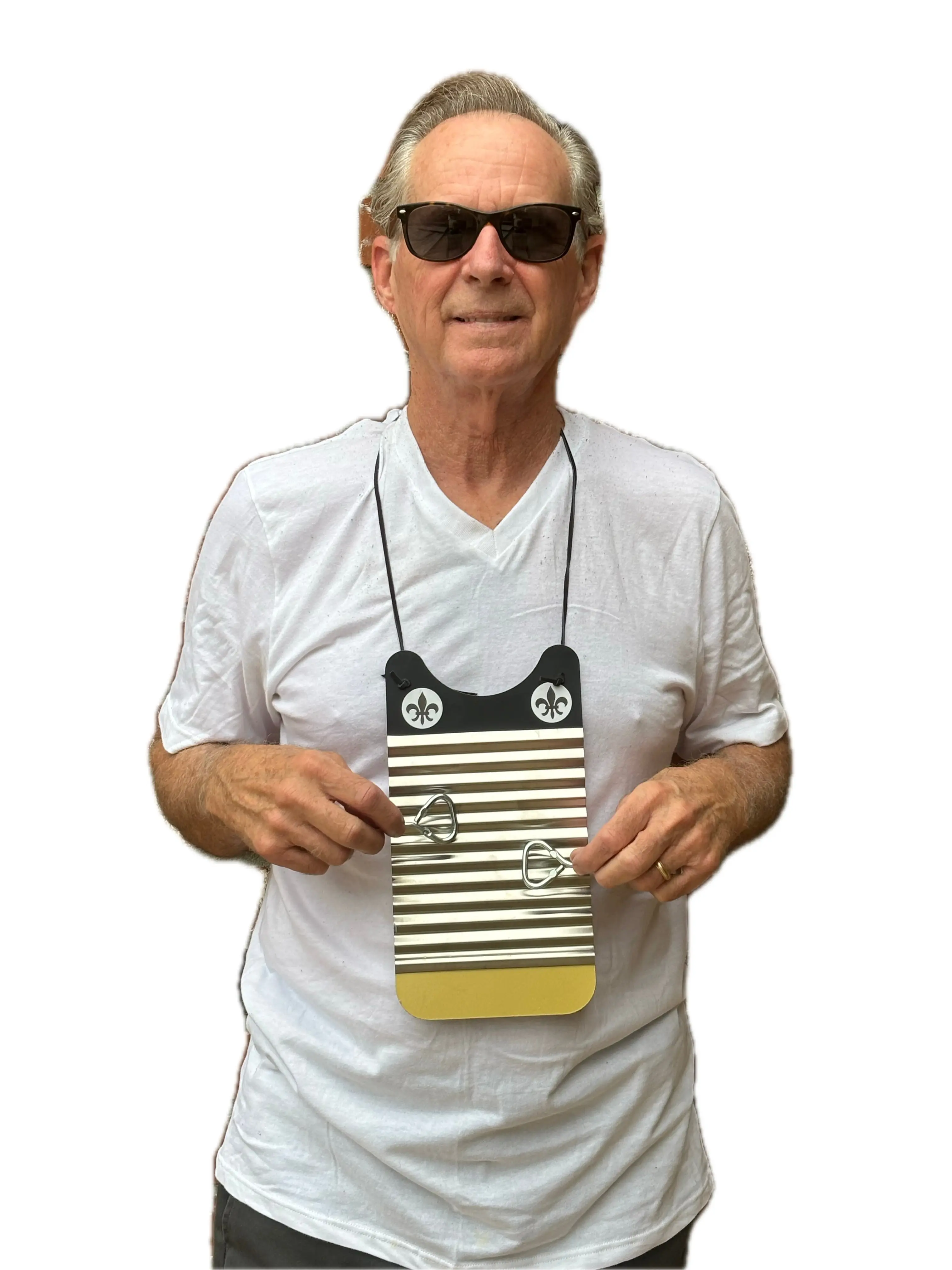 Handmade Black & Gold  Fleur de Lis  Zydeco Washboard Rubboard