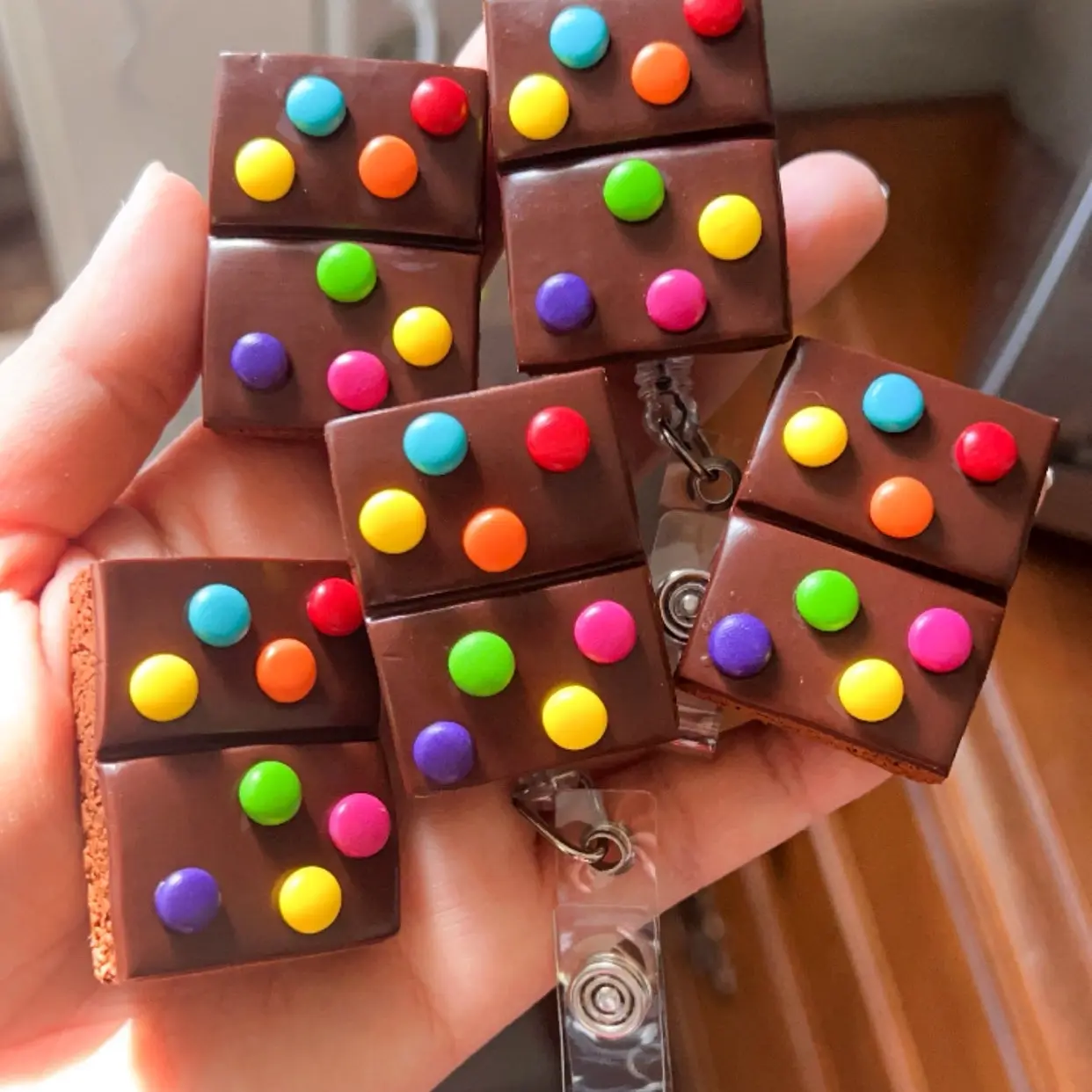 Cosmic Brownie Badge Reel, Brownie Badge Reel, Cute Food Badge Reel, Badge Reel, Belt and Alligator Clip, Retractable Reel.