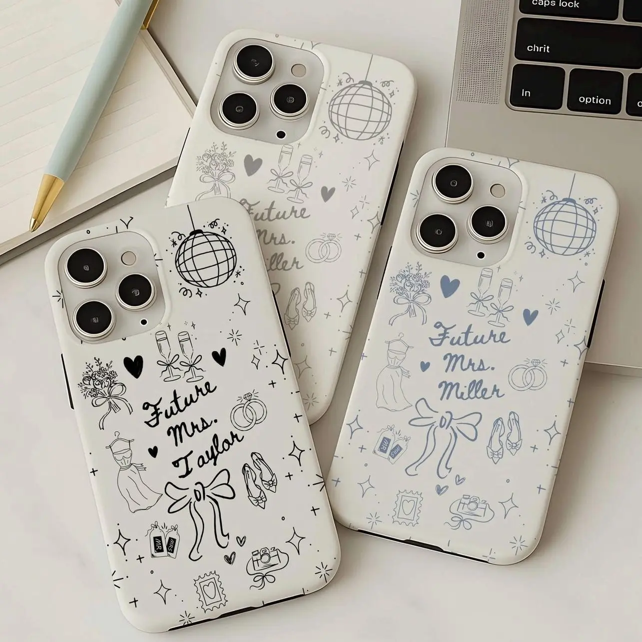 Personalized Future Mrs. Bride Gift Shockproof Polycarbonate Protective Phone Case Compatible with iPhone 11-17 Series