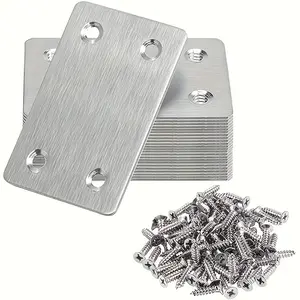 6 Sets Stainless Steel Connectors, Furniture Fasteners, Wooden Shelves, Cabinets, Flat Connectors with Screws, Durable and Reliable