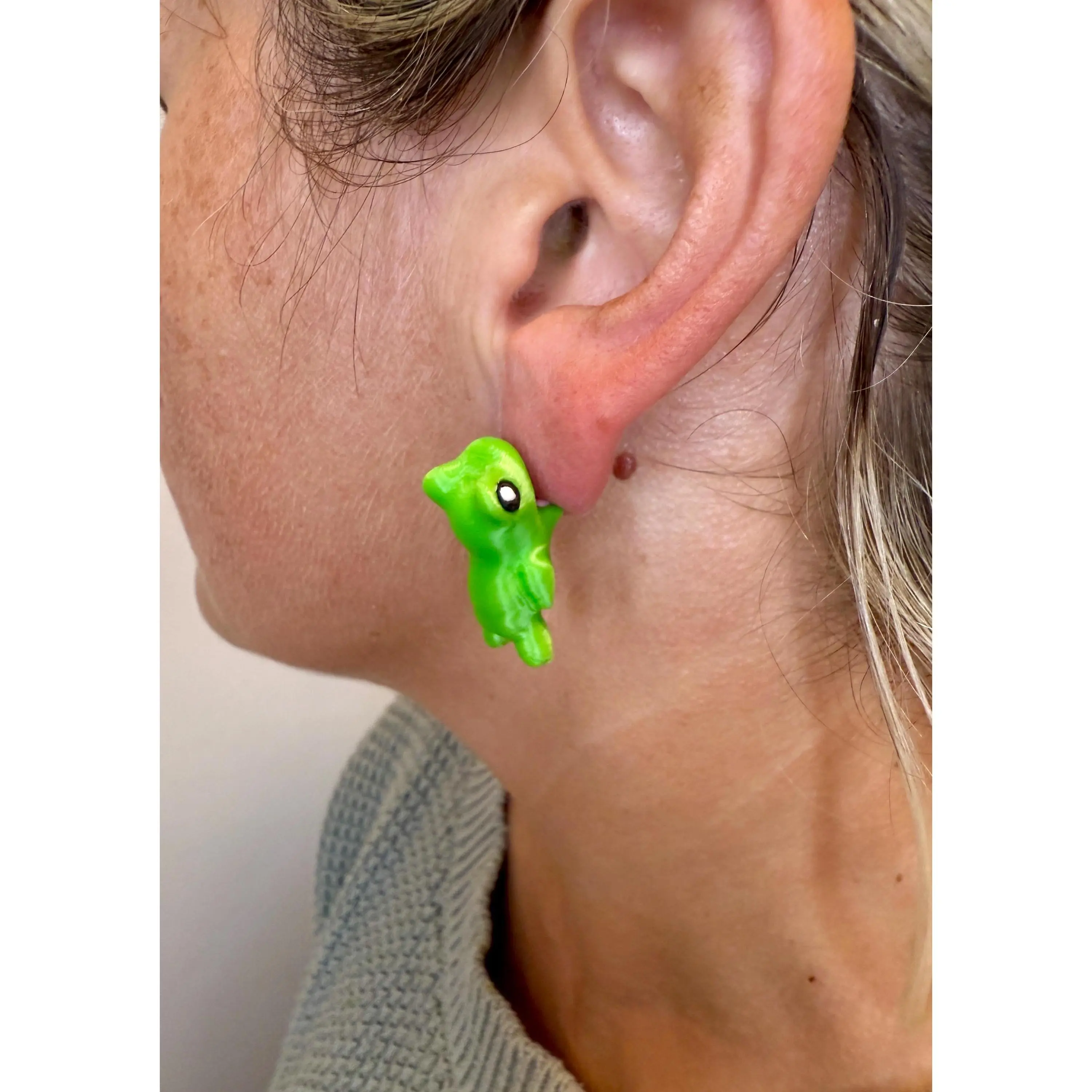 Frog Chomper Earrings | Cute Frog Dangle Jewelry | Fun Animal Statement Earrings | Frog Lover Gift | Hypoallergenic 3D Printed