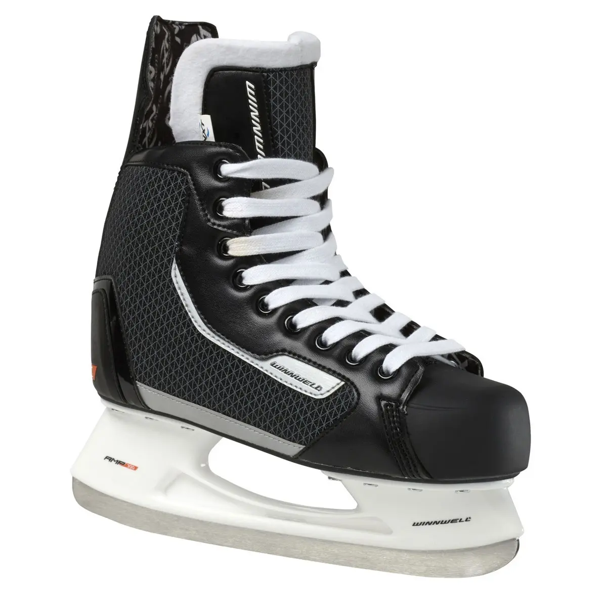 Winnwell AMP300 Junior Ice Skates for Younger Skaters - Stainless Steel Components, Nylon Construction, Cleansport NXT Odor Control, Molded Top Cap - Ideal for Casual Skating, Pond Hockey