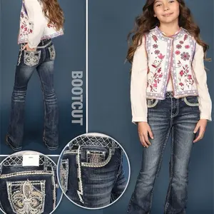 A1104-PBK GIRL’S EMBELLISHED BOOTCUT JEANS