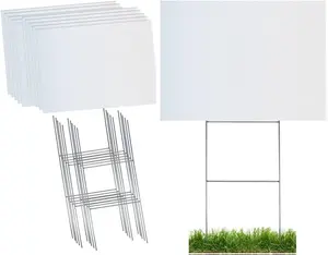 Durable Blank Corrugated White Yard Sign Kit Includes 10 Large 18x24 Signs & Strong Galvanized Steel Double H 10x24 Yard Stakes Pack of 10 for DIY Sign Making
