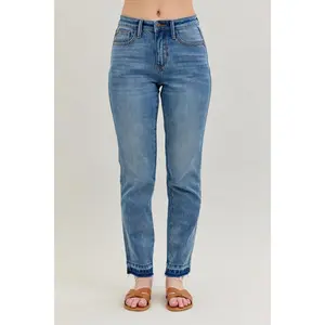 Judy Blue Mid Rise Rigid Magic Release Hem Boyfriend Denim 88818 judy blue