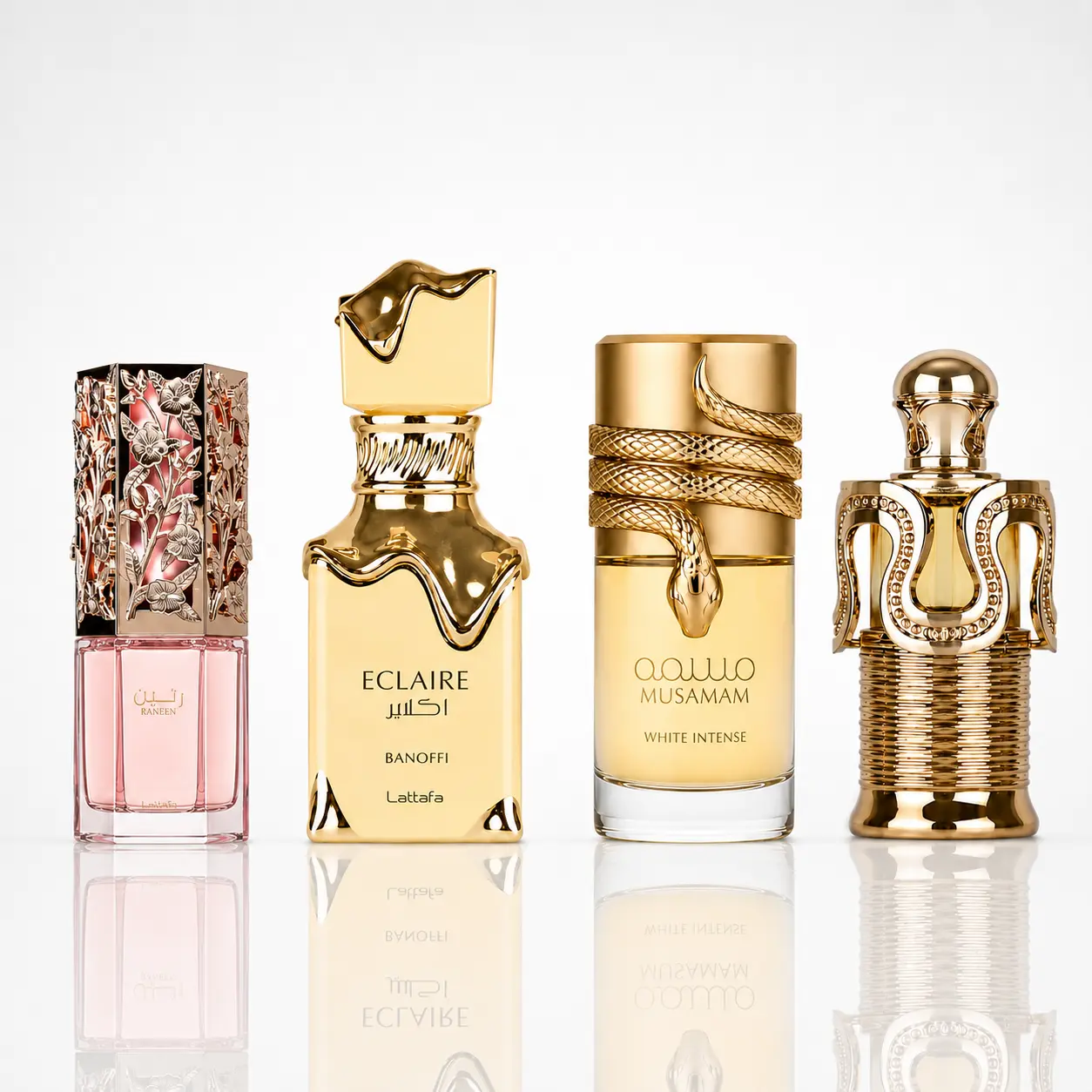 Raneen + Eclaire Banoffi + Musamam White + Maitha -- 4 piece bundle Fragrance Scent Arabian Fragrance Set