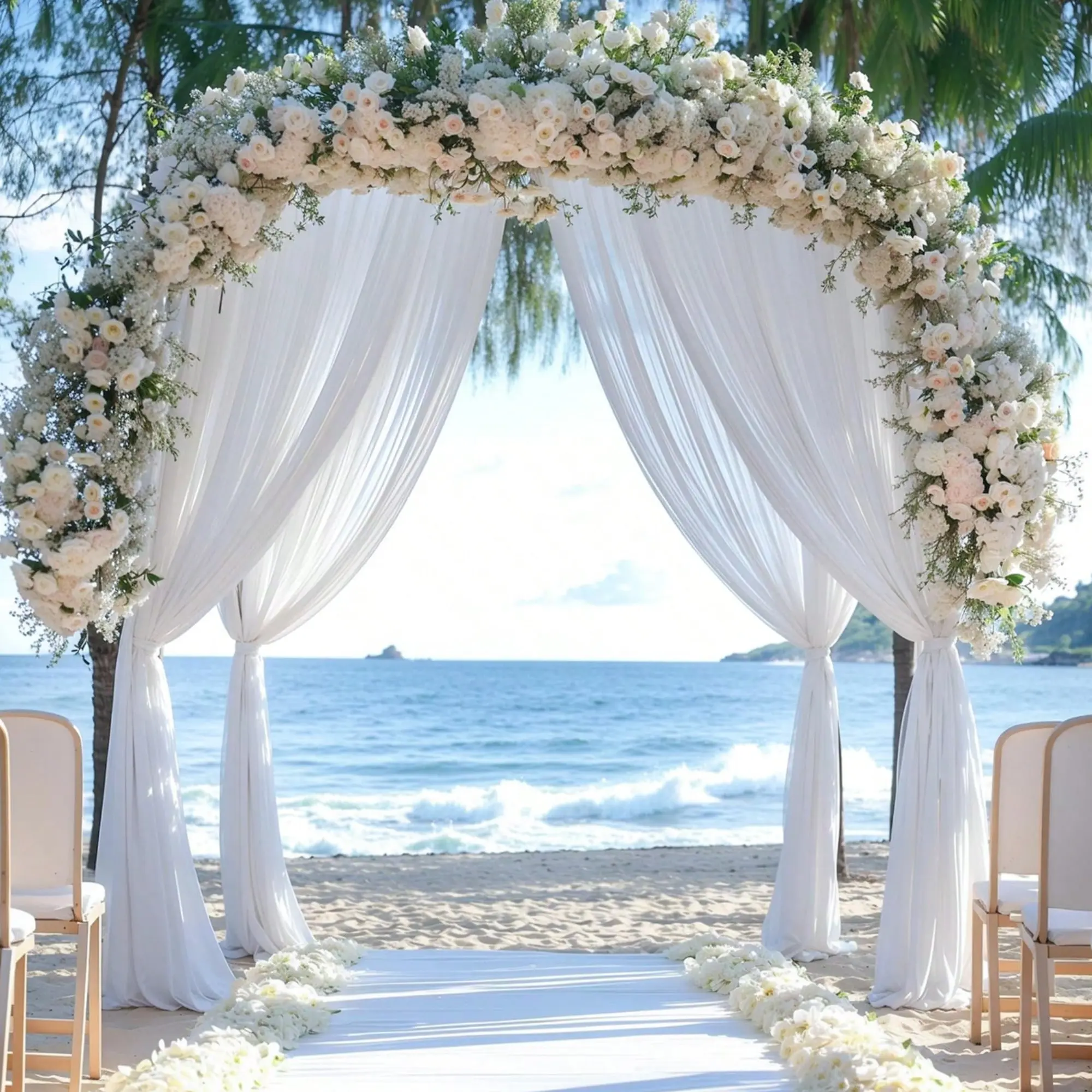 1pc Elegant Anti-Wrinkle Polyester Sheer Fabric, Perfect for Weddings, Anniversaries, Easter, Mother's Day, Lightweight