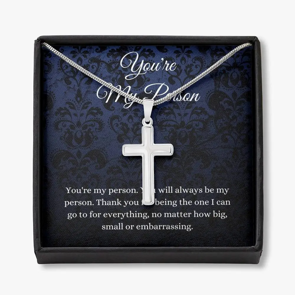 You Are My Person Cross Necklace - Best Friend Gift with Meaningful Message Card Inside, Ideal for BFF Gifts