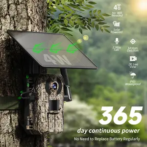 4G LTE Cellular Solar Security Camera 2K HD Video Game Cameras Not Support WiFi Remote APP Controlled Waterproof Motion Activated Night Vision 4G Data Reill is Required(Camouflage)