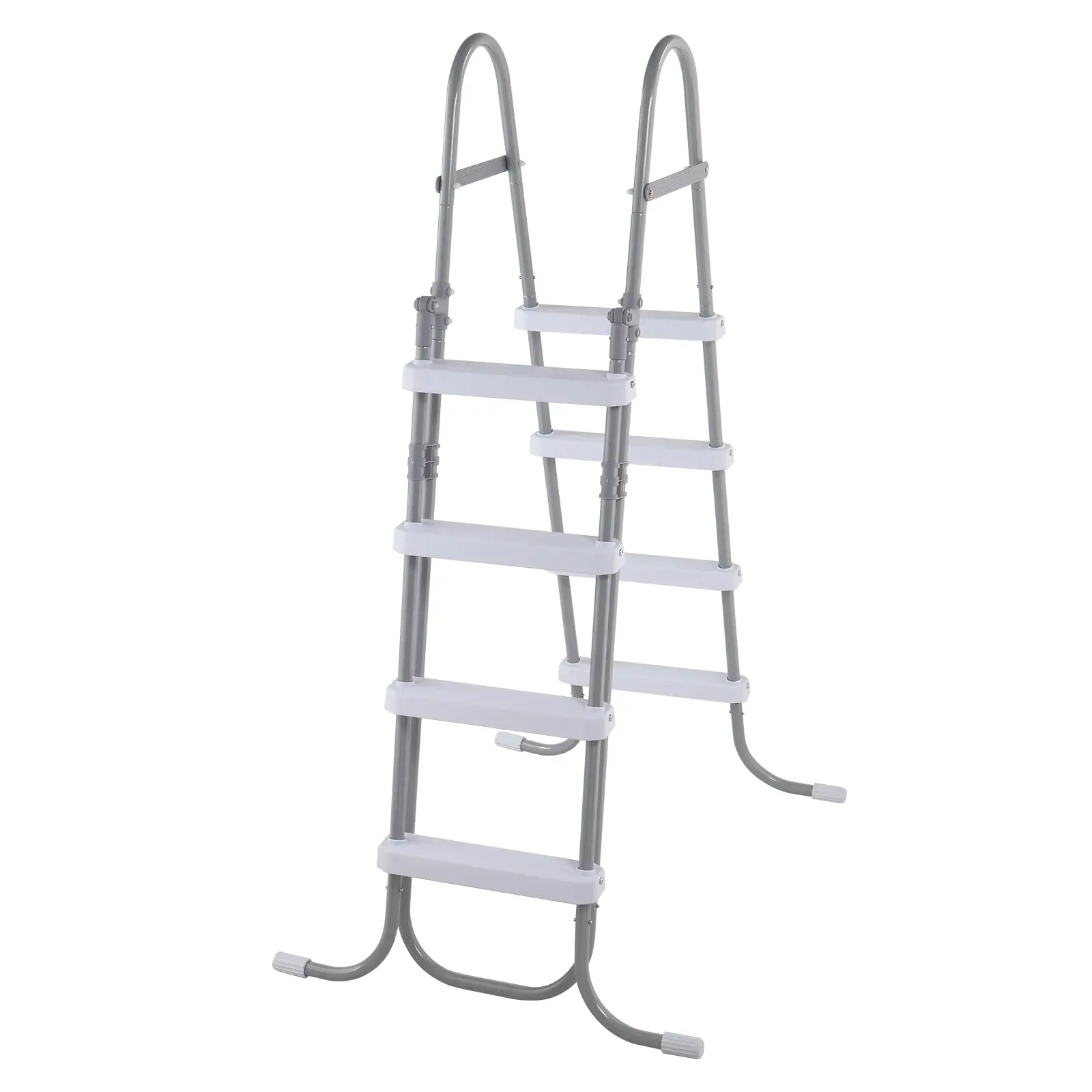 4-Step 52in Above Ground Pool Ladder - 300LB Capacity Safety Ladder with Foldable Side, Iron Grey Frame & White Steps