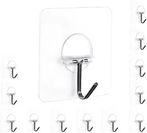 Adhesive Wall Hooks Bathroom Kitchen 20 Packs Heavy Duty  Free Sticky Hangers with Stainless Hooks Utility Towel Bath Ceiling Hooks