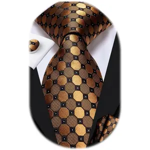 Mens Tie Set Solid Paisley Striped Necktie For Men With Cufflinks, Tie And Square