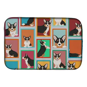 Lots of Tricolor Cardigan Corgi Dish Drying Mat