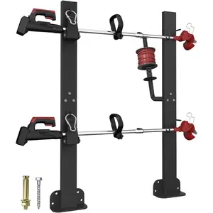 2 Place Weed Eater Rack for Open Trailer, Weedeater Rack with Lockable Hasp Mount on Landscape Trailer Truck, Enclosed Trimmer Rack Carrier with Trim Line Holder for Yard Lawn Tools Equipment