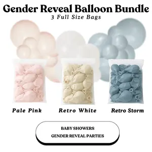 Gender Reveal Balloon Bundle - Pale Pink, Retro White, Retro Storm