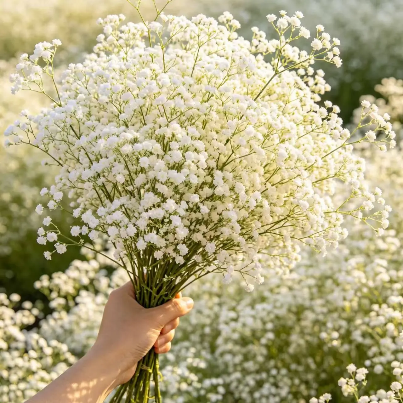 100PCS Real Touch White Artificial Baby's Breath Fake Flowers Bouquet Set, Decorative Florals for Wedding Decor, Home Decor (Vase Not Included), Baby's Breath Artificial Flowers, Lifelike