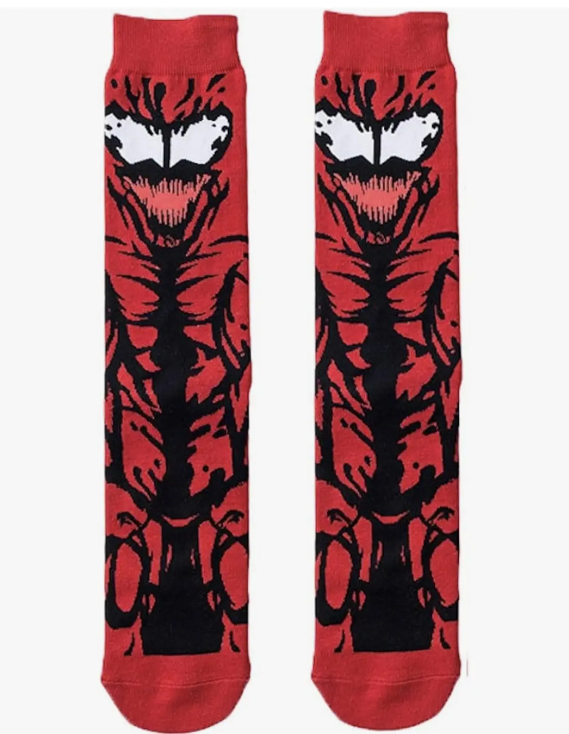 Super hero Venom Carnage Crew Socks, Red, One Size