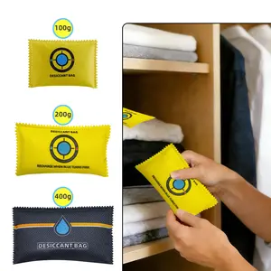 Rechargeable Silica Gel Desiccant Packs, Color Indicator Moisture Absorber, Non-Toxic Reusable Dehumidifier for Home & Car