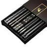 HomeSoGood 5 Pair Japanese Style Black Non-Slip Food Grade Alloy Chopsticks Cutlery Tableware (9.5-Inch) with Reusable Design Modern Kitchen# Reusable Non-Slip Wooden Chopsticks