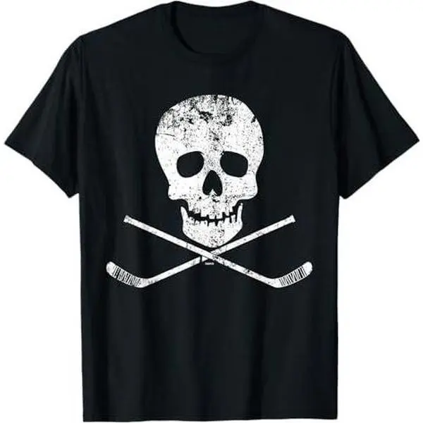 Skull and Hockey Stick Crossbones, Hockey Skull T-Shirt T-Shirt