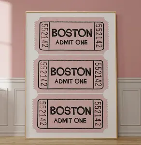 Trendy Boston Art Print, Boston Wall Art, Boston Cityscape Home Decor POSTER NO FRAME, Massachusetts Travel Print, Preppy New England Art,