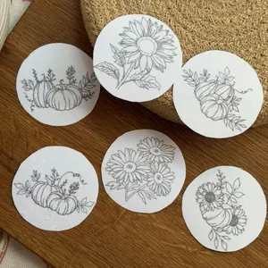 Fall Pumpkins Hand Embroidery Pattern on Stitch and Stitch Paper Set of 6 3 Inch Patterns for Crafting