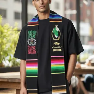 Class 2026 San Judas Tadeo Graduation Stole with Vibrant Serape Design and Congrats Embroidery