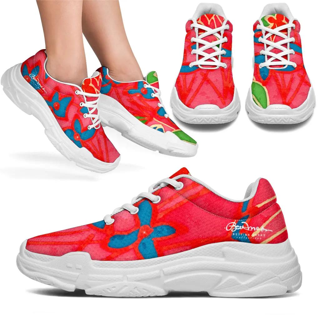 Hand Painted Tropical Leaves Chunky Sneakers