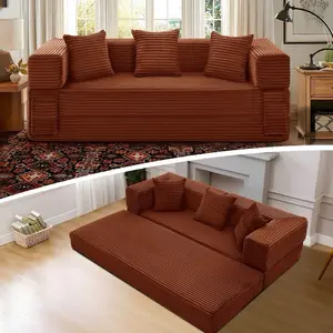 6-in 1 Boneless Sofa Convertible Sofa Bed Pull Out Folding Floor Couch Corduroy