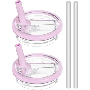 40 oz Tumbler Flip Straw Lid Replacement Fit for  40 oz Tumbler, Leak-Proof Splash Resistant Tumbler  and Straw Compatible with 40 oz  Quencher - 2 Pack (Pale , 40 oz)