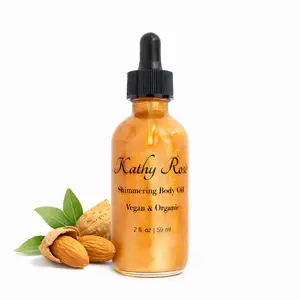 Shimmering Body Oil – Vegan & Organic Glow Oil for Radiant Skin | Moisturizing Almond Body Oil (2 fl oz)