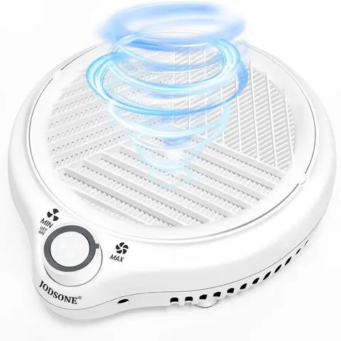 JODSONE Compact Round Shape Nail Dust Collector - Adjustable Stepless Speed, Low Noise Design, Built-in High-Efficiency Motor, High-Efficiency Filtration, Multi-Filtering, Travel Size, for Home & Salon Care, Workspace Cleaner Tool