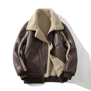 Handmade Limited Edition Winter Men's Faux Suede Moto Jacket Fleece Lined Thickened Windproof Outerwear for Outdoor Activities