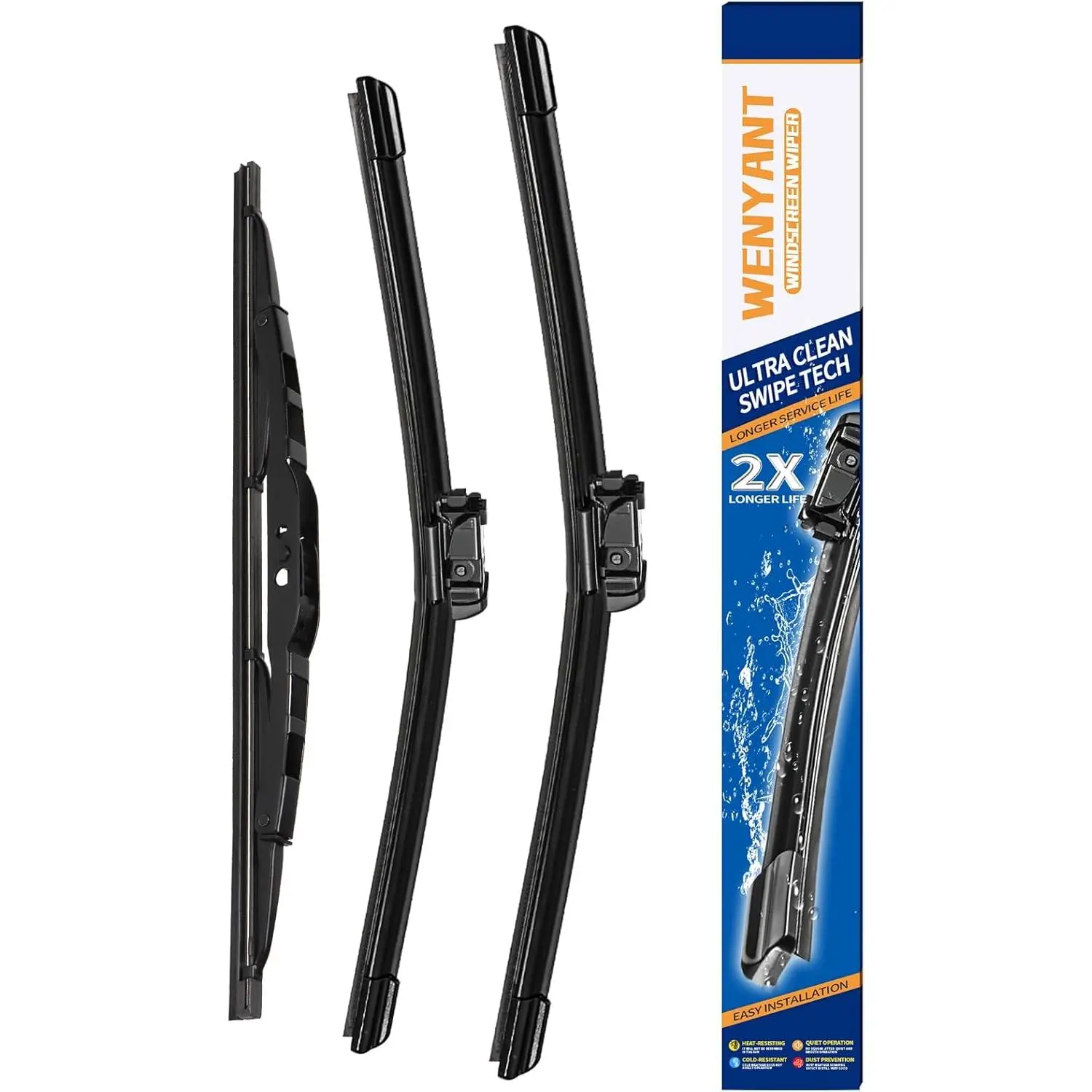 Wiper Blade Set, 26"/14"/10" Front & Rear Windshield Wipers, Automotive Replacement for Chevrolet Trax 2015-2021, Buick Encore 2013-2021 (Set of 3), Multi-Size