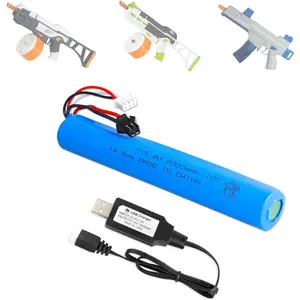 7.4V 2000mAh Battery for Splatter Ball Gun Airsoft Gel Blaster,1 Pack Rechargeable Batteries with USB Charger Compatible with Splatrball SRB1200 400 400-SUB