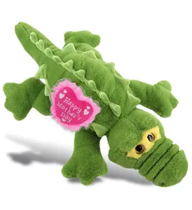 DOLLIBU 17" Large Plush Heart Stuffed Toy - Embroidered Green Alligator, Super-Soft Polyester, Mother's Day Gift