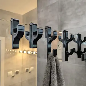 3D Printed Shower Glass Door Towel Hook, Fits 8mm Thick Glass Doors, Easy Installation Bathroom Storage Rack, Durable Bath Organizer, Bathroom Accessories