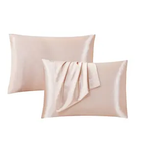 2/4-Pack Solid Coral Satin Pillowcases, Silky Cooling Hair & Skin Care Pillow Covers, Envelope Closure Luxury Bedding for Home Bedroom Dorm, Soft Skin-Friendly Pillow Protectors Without Filler