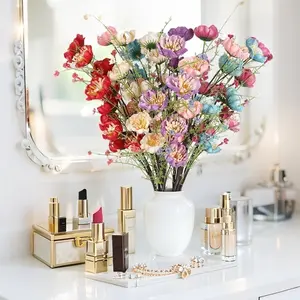 5-Piece Pe Azalea Flower Set, Monet Garden Style Home and Dining Room Decor, Wedding Background and Photography Props, Oil Painting Aesthetic